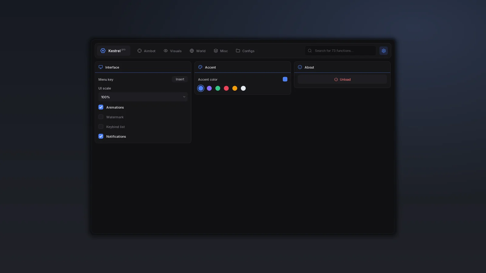 Kestrel settings