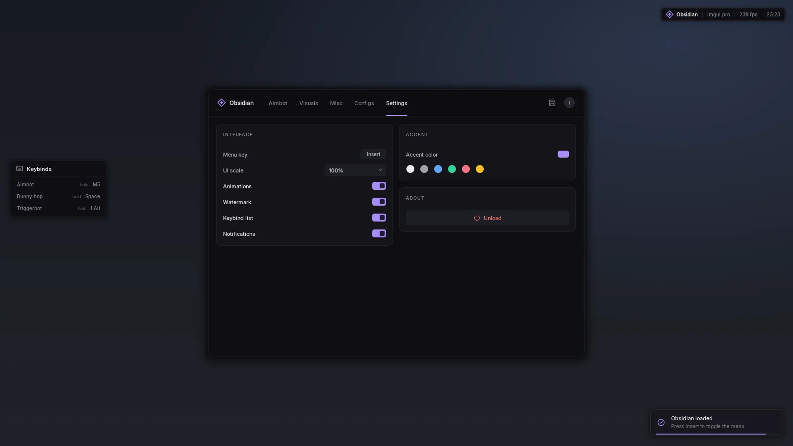 Obsidian settings